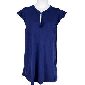 Talbots Womens XL Blue sleeveless Tunic Dress Tassel Tied Pockets Golf Preppy